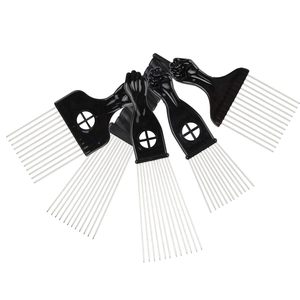 Peigne Afro en métal noir à dents larges, résistant à la chaleur, avec picots en acier inoxydable et manche en plastique, pour coiffure, logo personnalisé - Product Image 3