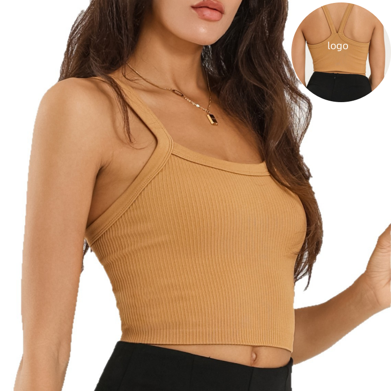 Aoyema Custom Direct Factory Sales Quick-Drying Breathable Nylon Sexy Vest Thin Straps Yoga Running Fitness Ribbed Sportswear