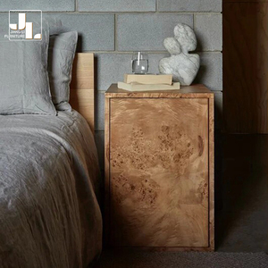 Mesita de noche rectangular de madera para dormitorio de Hotel de estilo nórdico con almacenamiento, Villa, <span class=keywords><strong>muebles</strong></span> de mesita de noche con textura de tumor de árbol de lujo - Product Image 2