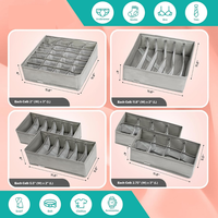 Ensemble de 4 boîtes de rangement pliables en tissu non tissé avec fermeture éclair et logo personnalisé, organisateur de vêtements noir pour tiroir à sous-vêtements