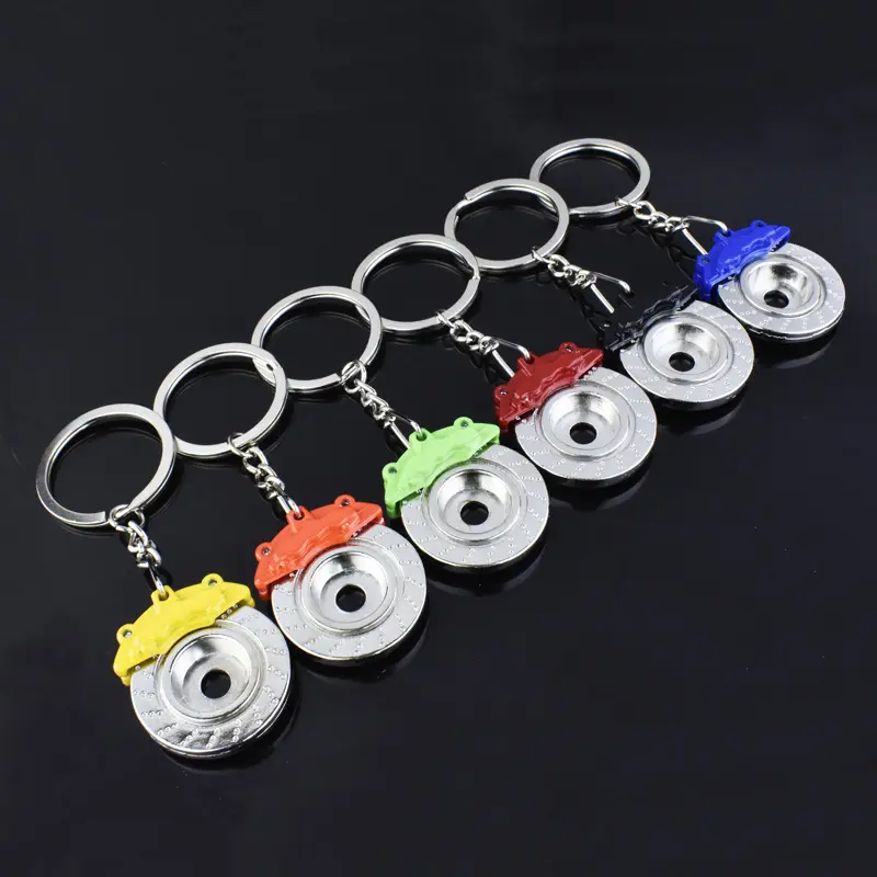Wholesale Mini Creative Small Gift Car Brake Disc Pendant Accessories Keychains Auto Parts Models Spinning Racing Brake Keychain