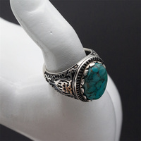 Véritable bague turque pour homme en argent sterling 925 avec pierre turquoise naturelle, faite à la main, style vintage, bagues en argent 925 pour homme