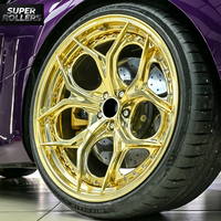 Velg Mobil Custom Gold Deep Lip Multi-Spoke Ukuran Khusus PCD untuk Show Car Stance Tuning Dibuat Sesuai Pesanan