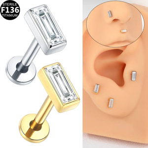 Boucles d'oreilles clous en zircon insecte, en titane à filetage interne, bijoux de piercing pour cartilage, bijoux de mode pour soirée - Product Image 2