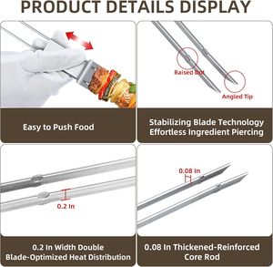 Brochetas de Acero Inoxidable para Barbacoa con Deslizador, Reutilizables, para Exteriores, Herramientas de Camping en Oferta - Product Image 2