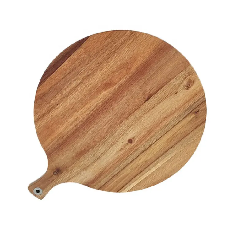 Grosir Disesuaikan Reusable Pizza Peel Set Charcuterie Papan Bambu Pizza Piring Kayu Papan Pizza dengan Pegangan