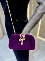 Pochette de soirée élégante en velours 2026 pour femme avec fermoir serpent, sacs à main formels, sac rigide avec chaîne d'épaule