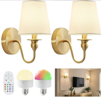 Ampoules à intensité variable et appliques murales noires sans fil avec télécommande, style industriel rétro, lampes murales en tissu à piles, éclairage mural sans fil