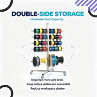Distributeur de bobines de fil personnalisé JH-Mech, structure à hauteur réglable, aménagement vertical peu encombrant, 360° °   Étagère de rangement pour bobines avec roulettes pivotantes