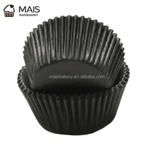 MaisBakery卸売使い捨てラウンドマフィンベーキングケーキカップマフィンラッパー溝付き紙ベーキングカップ黒色