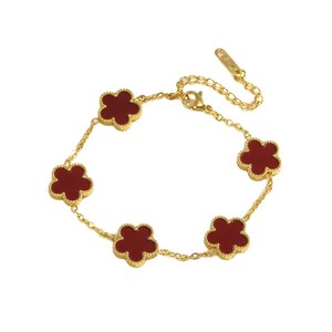Bracelet Trèfle Double Face 13 mm pour Femme, Plaqué Or 18 carats, Acier Inoxydable, Ne Ternit Pas, Style Polyvalent, Bestseller Transfrontalier - Product Image 5