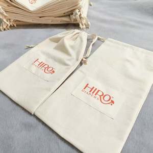 Custom Logo Printed Canvas <b>Muslin</b> Drawstring <b>Bags</b> Luxury Large Linen Canvas Handbags for Purse Shoe Dust Packaging - Product Image 6