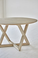 Meubles de salle à manger scandinaves simples en bois recyclé fabriqué en bois naturel Table ronde en bois massif ensemble 4 chaises