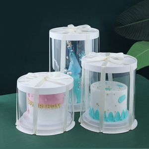 Klare Kuchen <span class=keywords><strong>box</strong></span> Runde 6/<span class=keywords><strong>8</strong></span>/10/12inch Hohe Kuchen <span class=keywords><strong>box</strong></span> Display Transparente Kuchen boxen Kunststoff Hochzeit Geburtstag Weiß Geschenk paket - Product Image 5