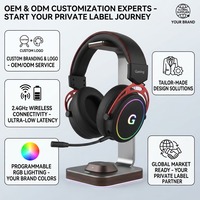 Casque de jeu sans fil supra-auriculaire en cuir OEM ODM avec annulation active du bruit et son surround 7.1