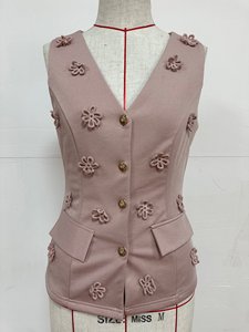 <span class=keywords><strong>Chaleco</strong></span> Elegante de Punto Rosa Floral sin Mangas para <span class=keywords><strong>Mujer</strong></span>, con Cuello en V y Botones Delanteros, Ajustado a la Cintura - Product Image 2