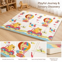 Alfombra de Juego Plegable para Bebé con Diseño de Oso en Globo Aerostático, Personalizable, de XPE, No Tóxica, Certificada por CPC, Reversible, para la Habitación del Bebé