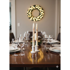 Decorative Floral Handmade Taper <b>Candles</b> Elegant White Printed Easter <b>Candles</b> (<b>Set</b> 2) Fits Standard <b>Candle</b> Holders - Product Image 3