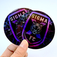 Autocollant vinyle laser 3D brillant imperméable à impression colorée, logo découpé sur mesure, effet arc-en-ciel holographique pour bougies artisanales