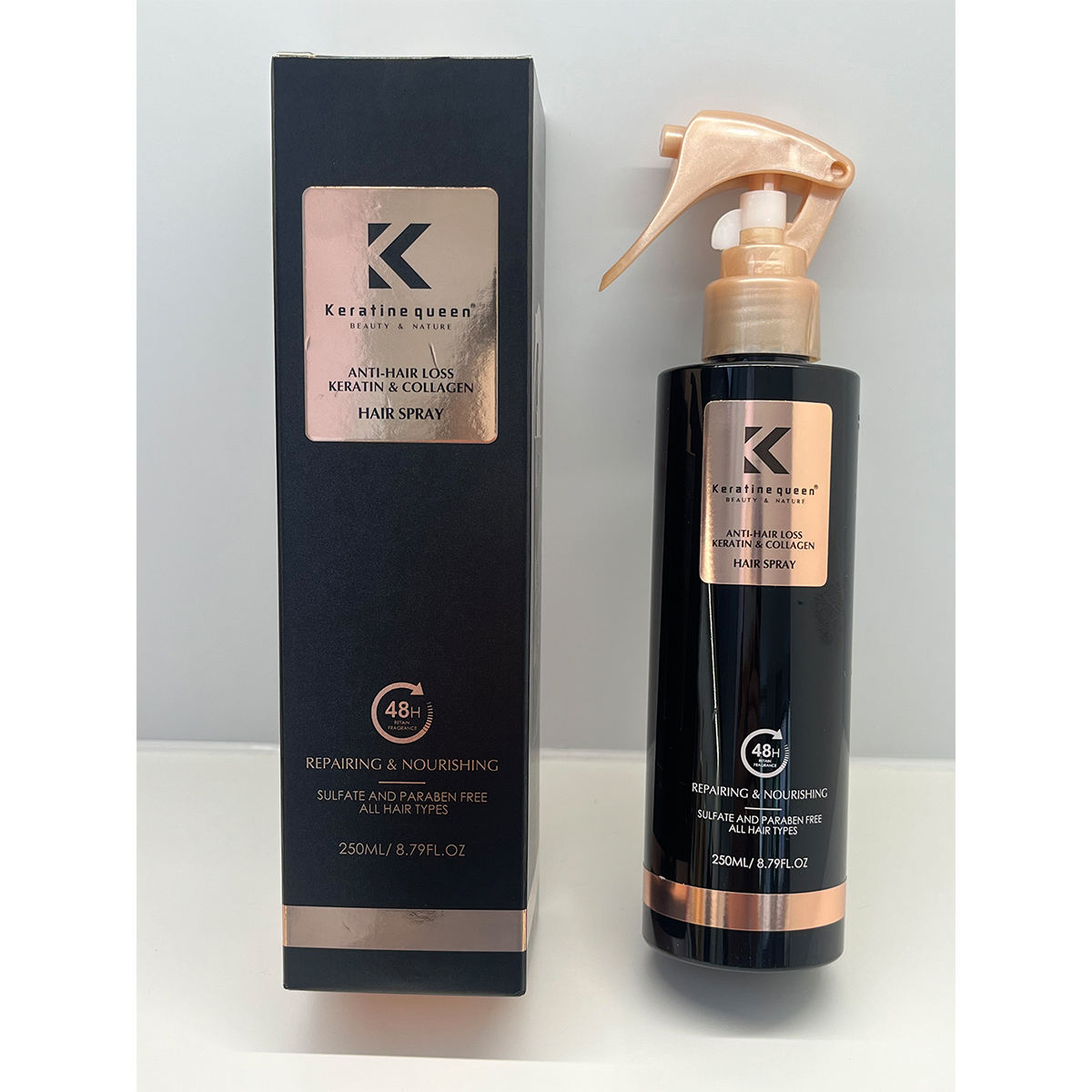 250m1 KQ anti perte kératine cheveux spray