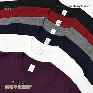 Simplex <b>Men's</b> Pure Cotton Solid Color Crew Neck <b>Short</b> <b>Sleeve</b> T-<b>Shirt</b> Loose Fit Breathable Leisure Wear 180G Combed Cotton - Product Image 2