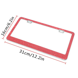 Marco de Matrícula Estándar Estadounidense de Acero Inoxidable con Incrustaciones de Diamantes de Imitación Rojos, Accesorios para Automóviles - Product Image 3