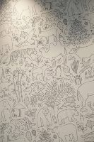Wallpaper Mural Monokrom Safari Hewan Skala Besar Grosir untuk Dekorasi Dinding Taman Kanak-Kanak, Bahan Ramah Lingkungan