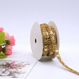 Cá nhân hoá Vàng Shinny sequin Ribbon 6mm 8mm bạc hàng duy nhất sequin ren <span class=keywords><strong>TRIM</strong></span> cho DIY hàng thủ công trang trí - Product Image 1