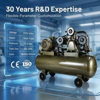 Compresseur d'air à piston industriel robuste à entraînement par courroie, refroidi par air, 3KW 4HP 380V, capacité 90L, pression 8 bars, pour atelier professionnel