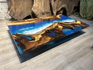 Table de salon et de boutique en bois de la marque LAMA EPOXY avec plateau en résine époxy, idéale pour salle à manger, cuisine, café - Product Image 5