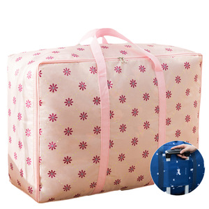 Reinforced Floral Quilt Bag Large Capacity Portable Storage Bag For Moving And Travel Clothes Organizer Rectangle Shape - Product Image 1