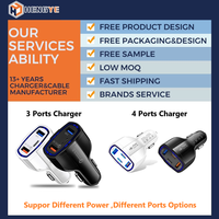 Chargeurs mobiles 53W, adaptateurs 12V 20W, chargeur de voiture Type-C, charge rapide USB C PD QC3.0, 4 ports, chargeur de voiture 4 en 1