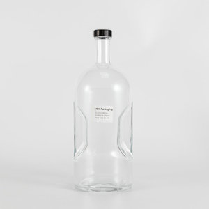 Boston forma redonda cuello largo 1,75 litros Flint Glass <span class=keywords><strong>Nordic</strong></span> Pinch Grip botella de licor para Vodka Rum <span class=keywords><strong>Gin</strong></span> - Product Image 3
