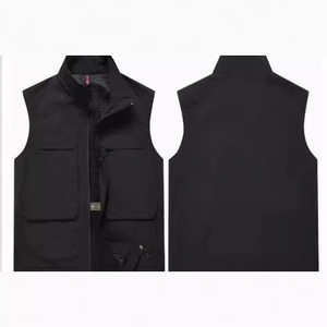Chaleco deportivo para exteriores, ropa de trabajo fina y transpirable de fibra de poliéster negra para pesca y fotografía - Product Image 1
