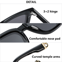 Lunettes de soleil Sunray OEM&ODM rétro, monture intégrale en acétate noir brillant, verres carrés TAC polarisés UV400, légères, pour hommes et femmes