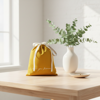 Sac de rangement en coton de luxe de haute qualité avec cordon de serrage et poignée à nœud, personnalisable avec logo, super doux, pour le shopping et l'emballage, vente en gros