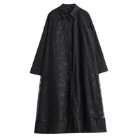 Nouvelle Robe Chemise Trapèze Mi-Longue Vintage Artistique à Manches Longues Grande Taille pour Femme, en Maille Épissée, Coupe A-Line, Collection Printemps 2026 – Vente en Gros