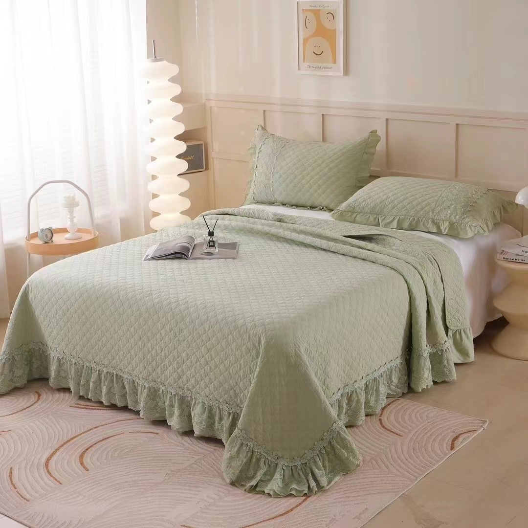Soforpring 100% Cotton California King Bedspread - Gray Farmhouse Plaid Pattern, Reversible Rustic Quilt Coverlet Set (3 Piece) - View #5