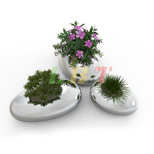 Pot de fleurs en acier inoxydable, surface polie par électrolyse, décoration intérieure, jardinières pour plantes d'intérieur - Product Image 5