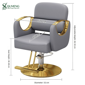 Silla de Estilismo Profesional para Salón de Belleza, Negra y Dorada, Hidráulica, Ajustable en Altura, Giratoria 360°, de Cuero PU - Product Image 5