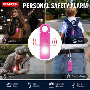 Alarme de sécurité 130 dB avec porte-clés et lumière LED rechargeable, alarme personnelle, fabricant d'alarmes de sécurité pour la défense personnelle des femmes, des personnes <span class=keywords><strong>âgée</strong></span>s et des enfants - Product Image 2