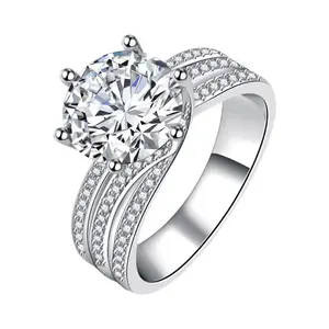 奢华批发GRA VVS Moissanite S925 925纯银戒指精品时尚饰品女士戒指