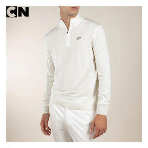 Pull en laine mérinos extrafine de luxe pour homme, certifié GRS, logo personnalisé, pull à demi-zip tricoté, pull d'hiver - Product Image 2