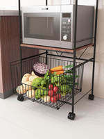 Chariot de rangement de cuisine en bois à 3 niveaux panier de rangement de fruits et légumes étagère de cuisine avec roulettes