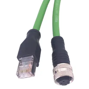 Bộ Lắp Ráp Cáp Quá Khuôn Đầu Nối RJ45 Đến M12 4Pin Đầu Nối Mã D Nữ Ethernet M12