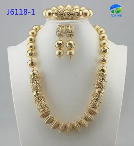 Conjunto de joias de contas coral de ouro, conjunto de jóias africano com glittering para festa de mulheres