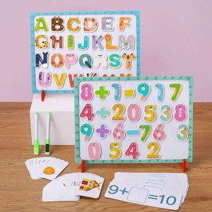 Tableau magnétique éducatif pour enfants : lettres de l'alphabet, chiffres et symboles – Tableau blanc de table - Product Image 1