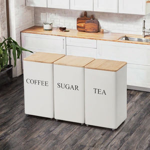 Premium Black & White Metal Tea Jar Food Grade Buckle Lid <b>Canister</b> with Japandi Design for Coffee/<b>Sugar</b> Storage - Product Image 3