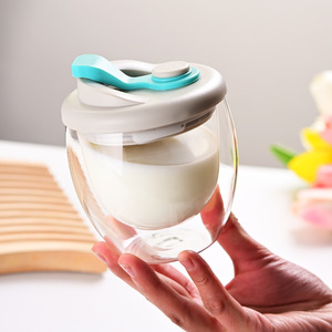 Wholesale Heat-Resistant <b>Double</b> <b>Wall</b> Glass Coffee Travel Cup Set Leak-Proof Transparent Beer <b>Mug</b> with Tea Lid Water Bottle for - Product Image 1