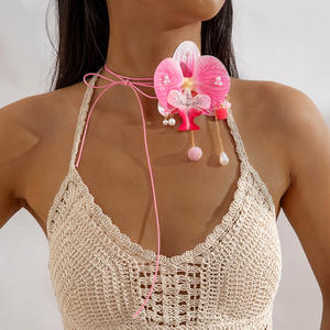 2025 fábrica al por mayor nuevo collar de Orquídea de cristal y Perla de gota de agua de Amistad de alta calidad con gargantilla de cuerda Bohemia - Product Image 2